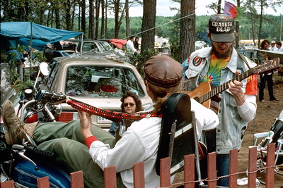 Campground Jam .Guitars out, laying back on a hog in Oxford Maine 1988